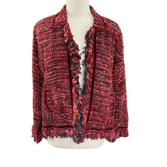 Yak Magik Silk Velvet Whimsigoth Jacket Red Fairy Grunge Fringe Maximalist-L - Picture 14 of 16